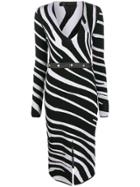 Versace Zebra Knitted Midi Dress - Black