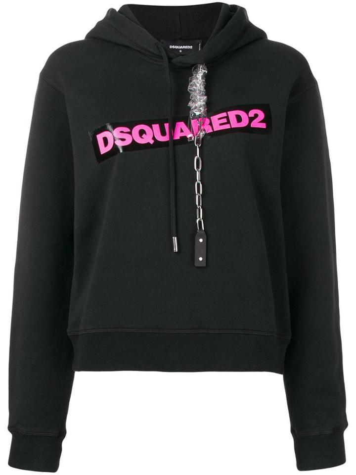 Dsquared2 Logo Print Chain Hoodie - Black