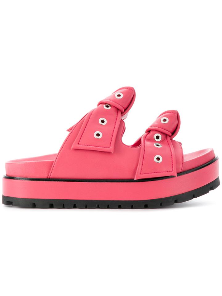 Alexander Mcqueen Eyelet Bow Sandals - Pink & Purple