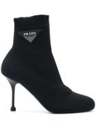 Prada Logo Sock Boots - Black