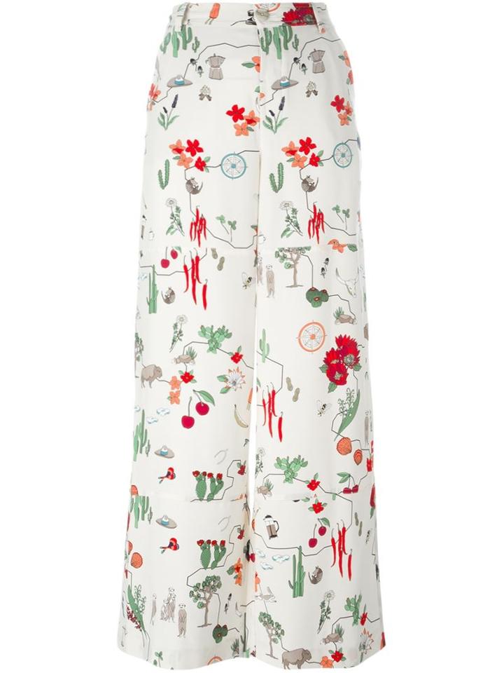 Tory Burch Printed Wide Leg Trousers