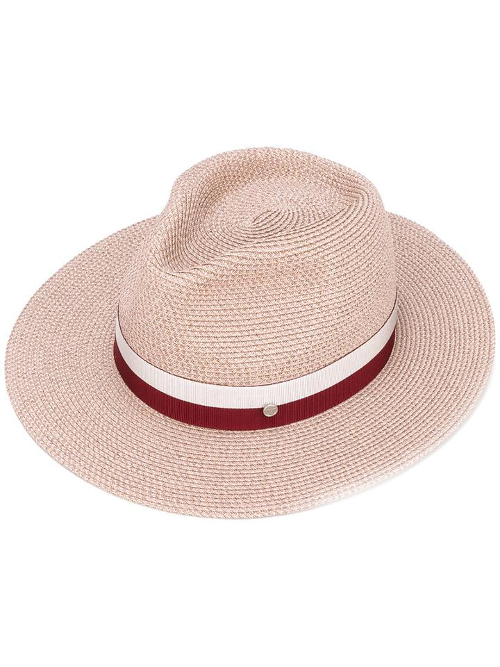 Maison Michel Ribbon-trimmed Hat, Women's, Size: Small, Pink/purple, Straw