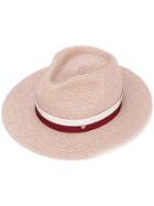 Maison Michel Ribbon-trimmed Hat, Women's, Size: Small, Pink/purple, Straw