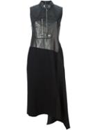 3.1 Phillip Lim Leather Top Draped Dress, Women's, Size: 4, Black, Lamb Skin/wool/polyamide/silk