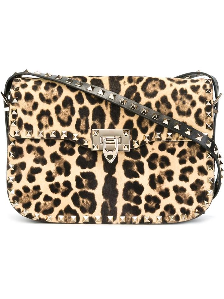 Valentino Garavani 'rockstud' Shoulder Bag, Women's, Nude/neutrals, Calf Leather/calf Hair/metal (other)