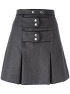 Kenzo Pleated A-line Skirt, Women's, Size: 36, Grey, Wool/acetate/cotton