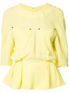 Mugler - Peplum Blouse - Women - Silk/acetate/viscose - 34, Women's, Yellow/orange, Silk/acetate/viscose