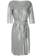 Gloria Coelho Sequins Belted Dress - Silver