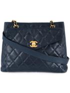 Chanel Vintage Quilted Shoulder Tote, Women's, Blue