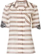 Fendi Striped Embroidered Shirt - Nude & Neutrals
