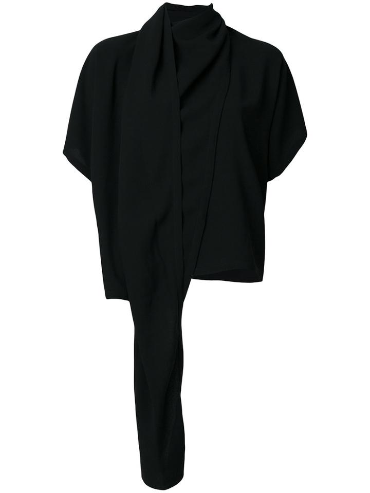 Maison Margiela - Draped Frill Blouse - Women - Polyester - 42, Black, Polyester