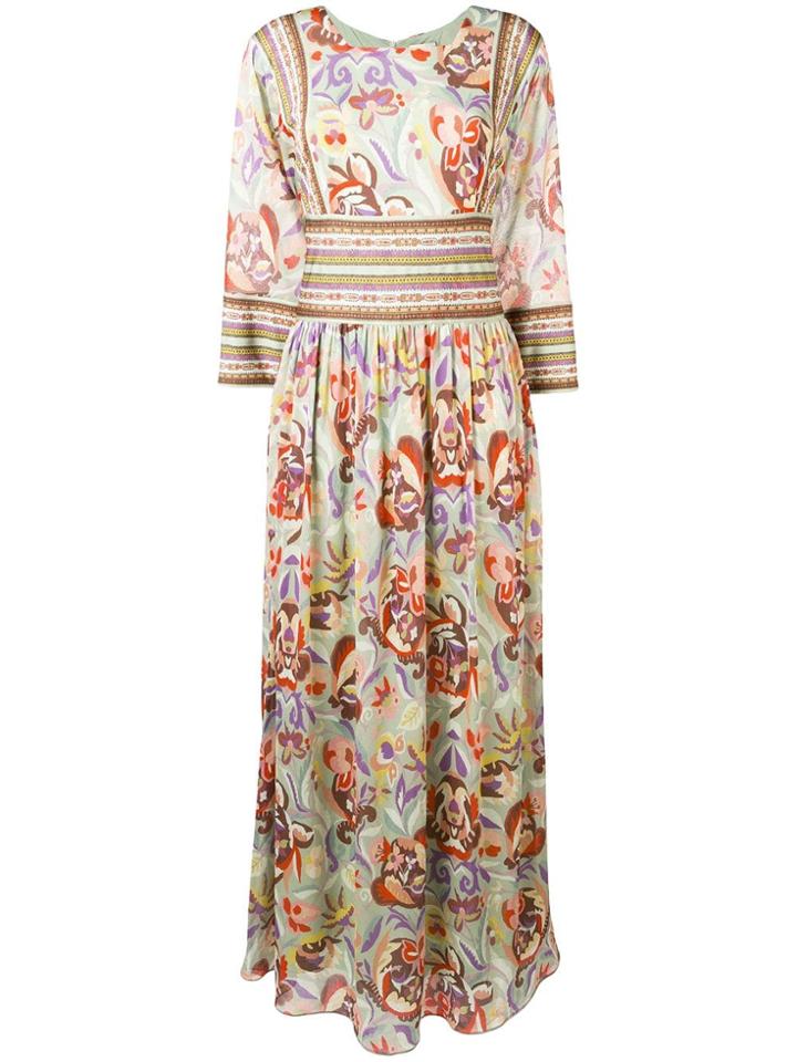 Etro Floral Print Maxi Dress - Green