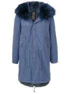 Mr & Mrs Italy Fur Trimmed Midi Parka - Blue