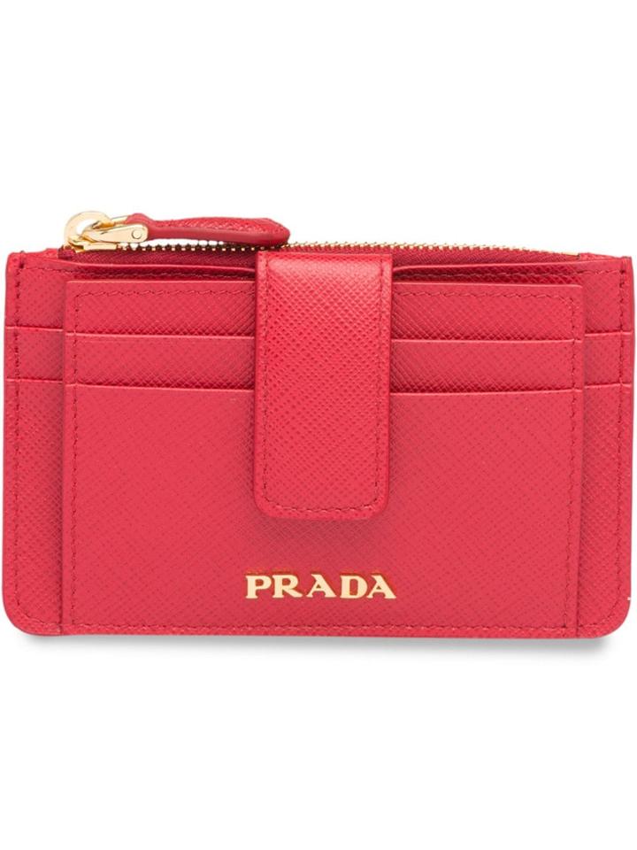 Prada Saffiano Leather Credit Card Holder - Pink & Purple