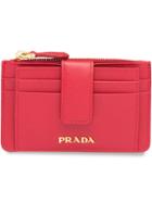 Prada Saffiano Leather Credit Card Holder - Pink & Purple