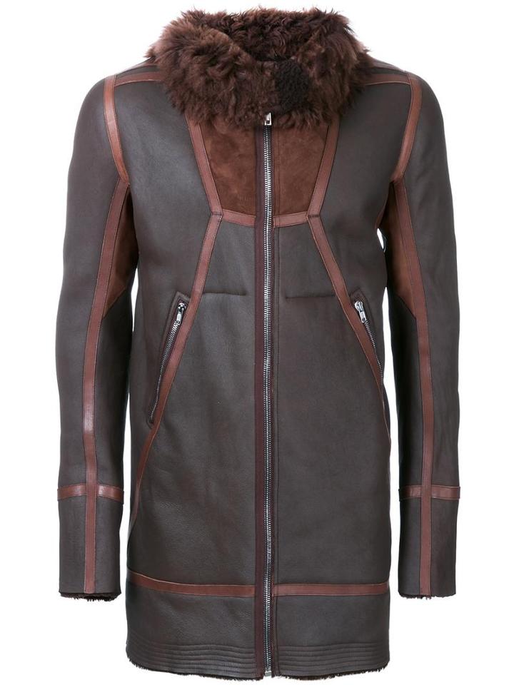Rick Owens Panelled Jacket, Men's, Size: 52, Brown, Leather