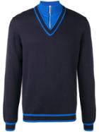 Dirk Bikkembergs Panelled Quarter Zip Sweater - Blue