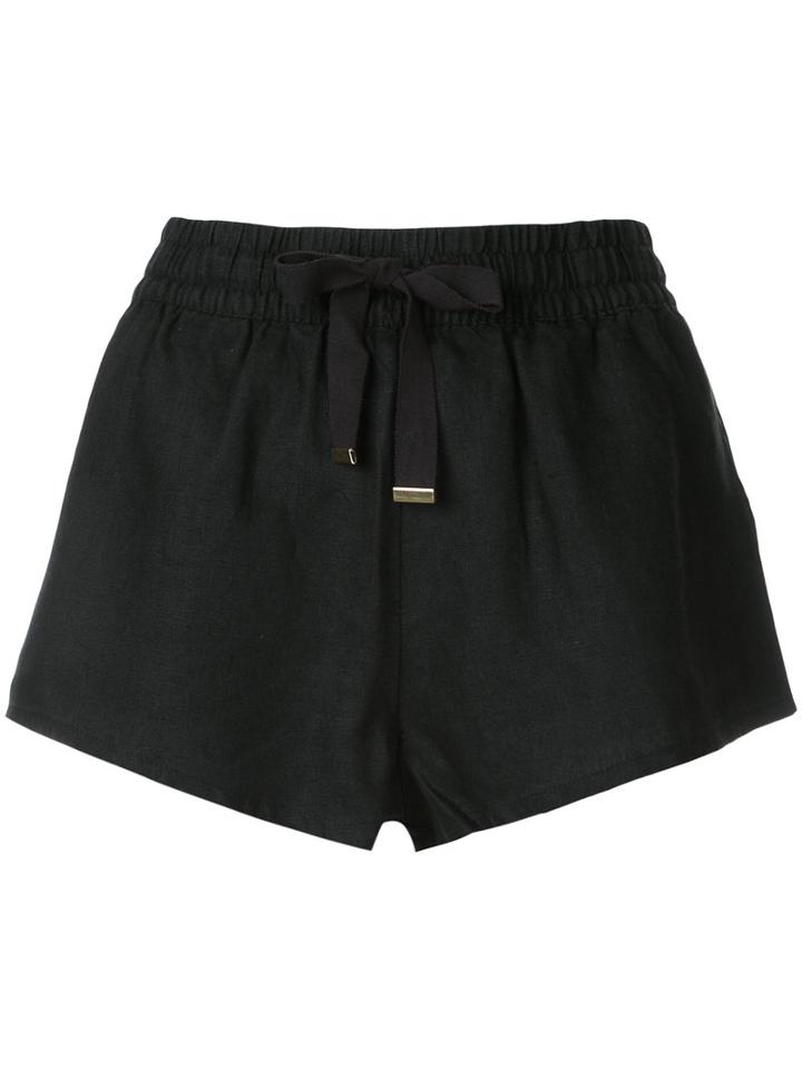 Venroy - Lounge Drawstring Shorts - Women - Linen/flax - M, Black, Linen/flax