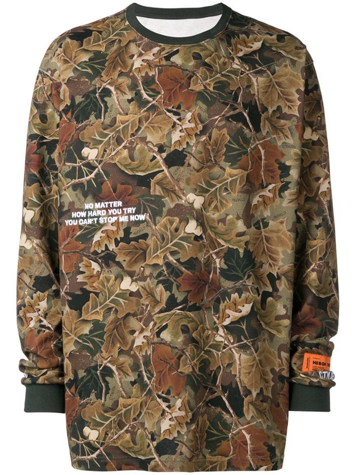 Heron Preston Leaf Print Sweatshirt - Brown