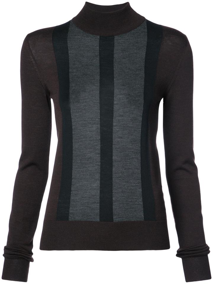 Vera Wang Striped Detail Slim-fit Jumper - Brown