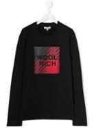 Woolrich Kids Teen Logo Print Long Sleeve Top - Black