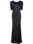 Saloni Annie B Floral Silk Gown - Black