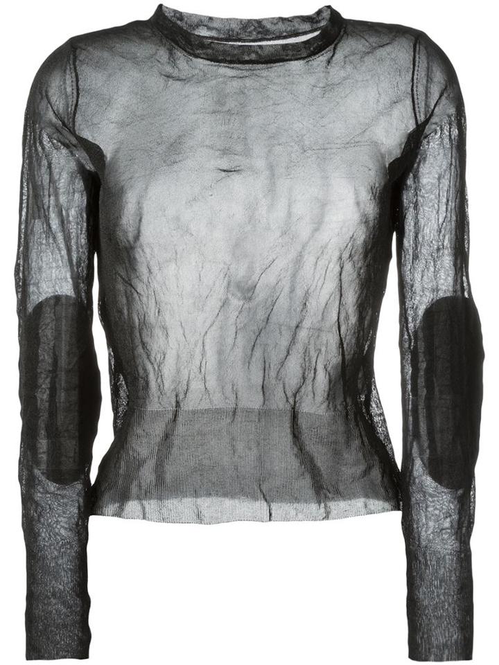 Maison Margiela Fine Knit Sweater, Women's, Size: M, Black, Polyamide/viscose/metallic Fibre/lamb Skin