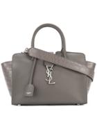 Saint Laurent Crocodile Embossed Baby Downtown Cabas Bag - Grey