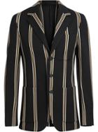 Burberry Slim Fit Striped Wool Blend Club Blazer - Black