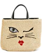 Ermanno Scervino Woven Cat Motif Tote, Women's, Nude/neutrals, Viscose/cotton/glass