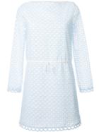 Carven Broderie Anglaise Tie Waist Dress, Women's, Size: 44, White, Cotton
