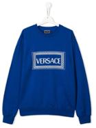 Young Versace Teen Logo Print Sweatshirt - Blue