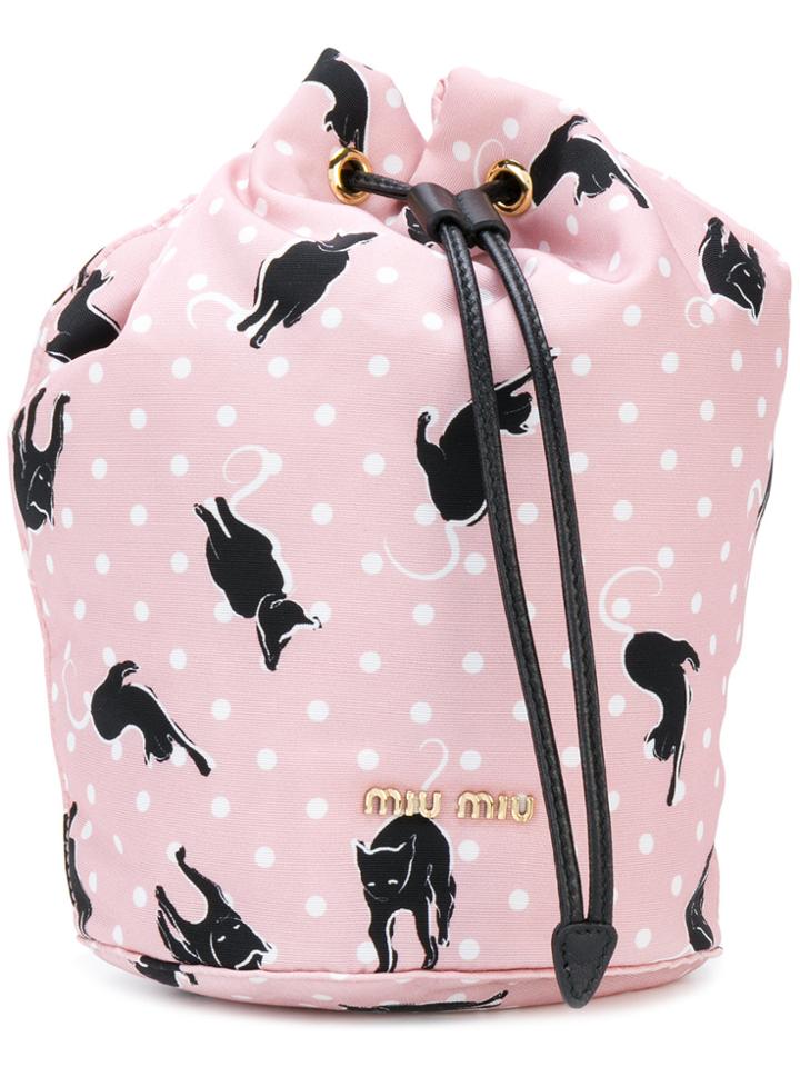 Miu Miu Cat Print Bucket Bag - Pink & Purple