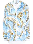 Moschino Chain-print Hoodie - Blue
