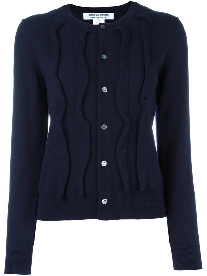 Comme Des Garçons Comme Des Garçons Ruffled Cardigan, Women's, Size: Medium, Blue, Cotton