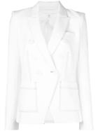 Veronica Beard Topstitched Double-breasted Blazer - White