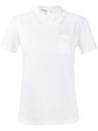 Miu Miu Ruffled Collar T-shirt, Women's, Size: Large, White, Silk/cotton/polyamide
