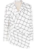 Comme Des Garçons Homme Plus Geometric Asymmetric Print Blazer - White