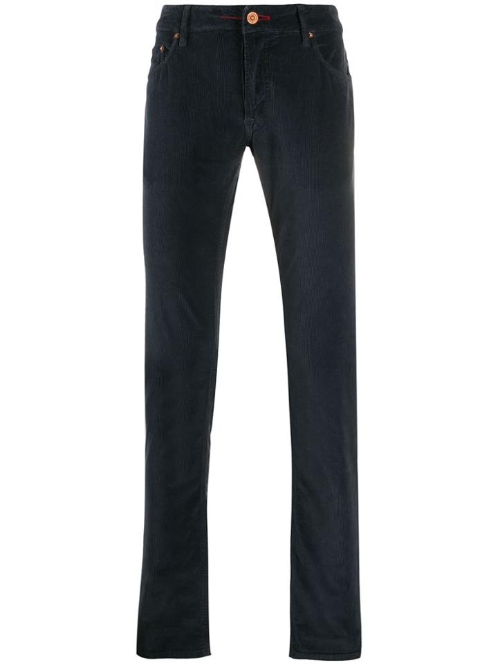 Hand Picked Corduroy Slim Fit Trousers - Blue