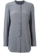 Salvatore Ferragamo - Collarless Button-up Blouse - Women - Silk - 42, Grey, Silk