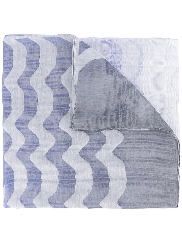 Armani Collezioni - Patterned Scarf - Women - Ramie/acetate/silk - One Size, Blue, Ramie/acetate/silk