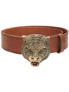 Gucci - Feline Buckle Belt - Women - Calf Leather/brass - 90, Women's, Brown, Calf Leather/brass