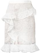 Self-portrait - Frill Lace Skirt - Women - Polyamide/polyester - 12, White, Polyamide/polyester