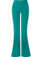 Amapô Flared Velvet Trousers, Women's, Size: 38, Green, Cotton/spandex/elastane