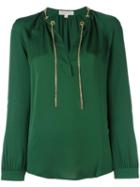 Michael Michael Kors Chain Collar Blouse, Women's, Size: Large, Green, Silk