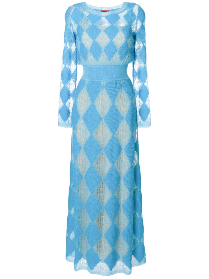 Missoni Diamond Knitted Dress - Blue