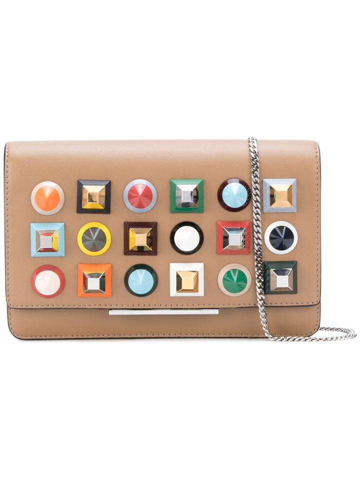 Fendi Stud Embellished Crossbody Bag - Nude & Neutrals