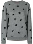 Mcq Alexander Mcqueen - Flocked Swallow Sweatshirt - Women - Cotton - S, Grey, Cotton