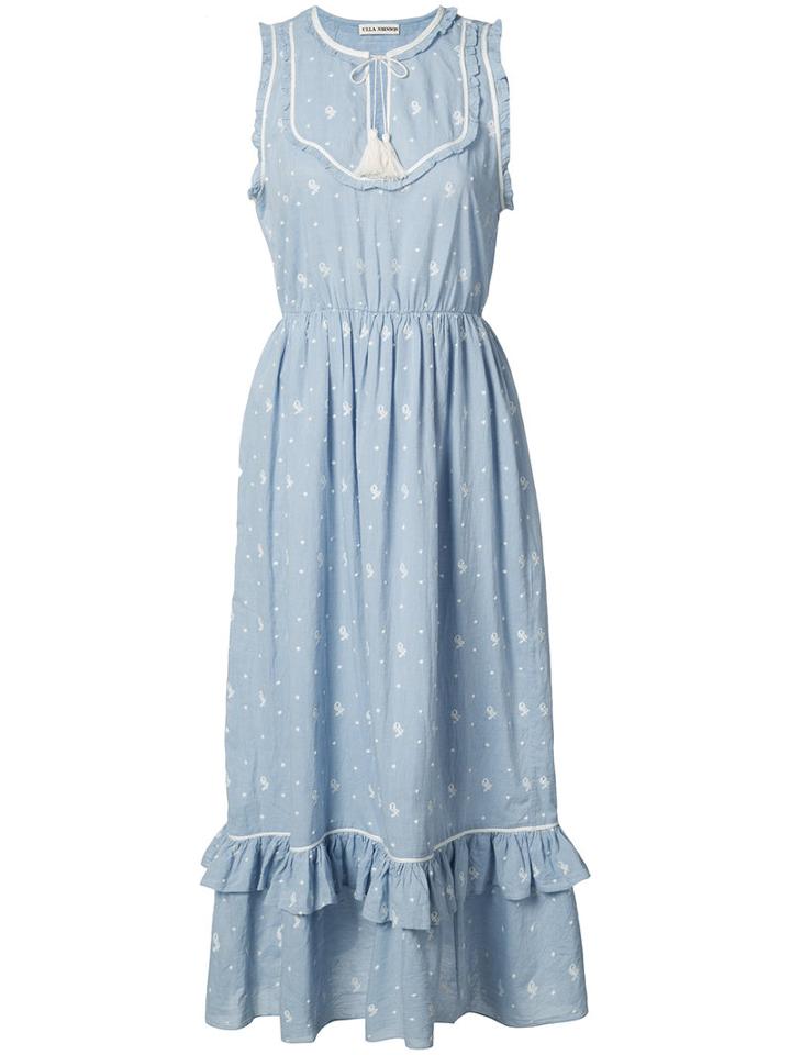 Ulla Johnson Tassel Detail Midi Dress, Women's, Size: 2, Blue, Cotton