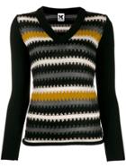 M Missoni Striped Knitted Jumper - Black